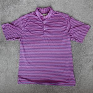 Donald Ross Shirt Mens L Large Purple Blue Striped Polo Golf Performance Stretch
